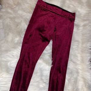 Maroon crushed velvet leggings!